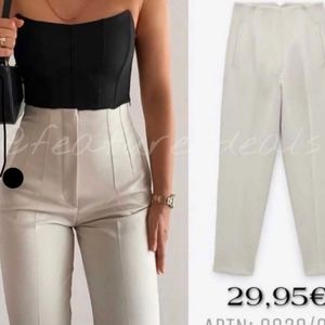 Zara high waisted pants medium oyster white nwt
